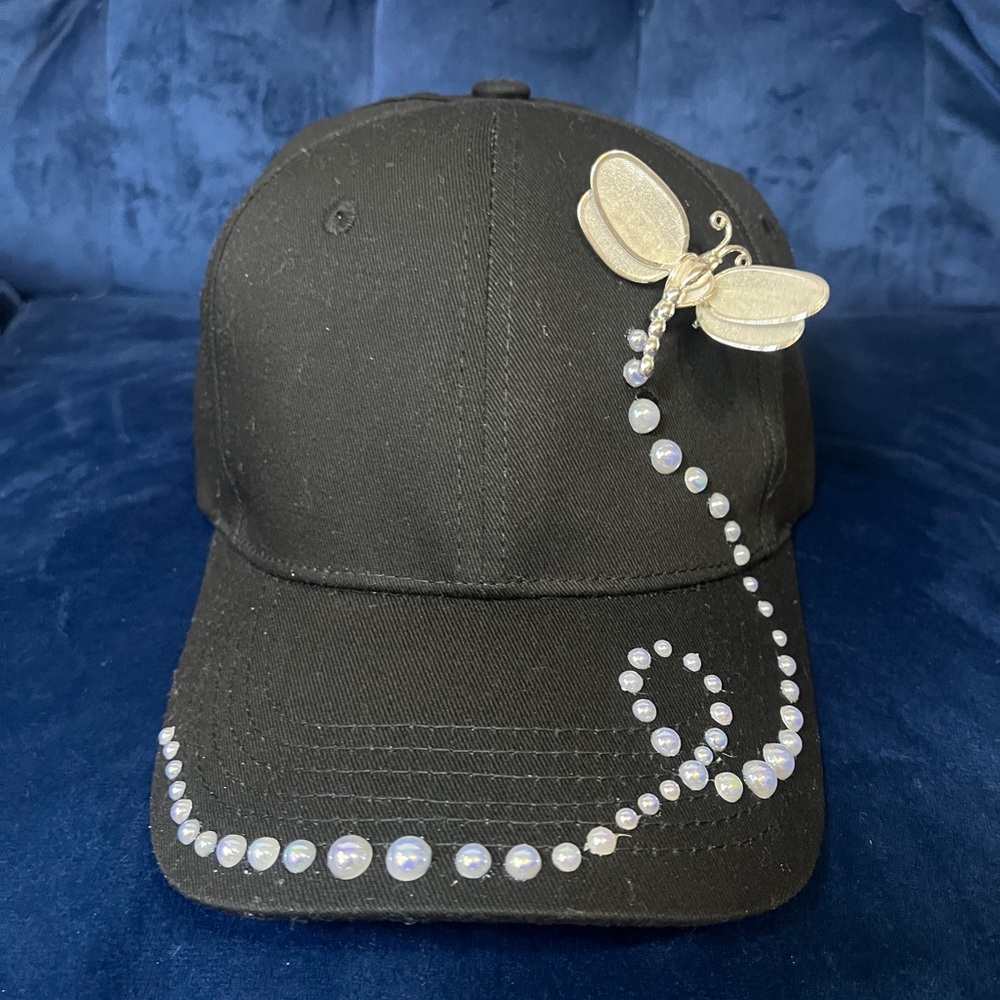 Backless Baseball Cap Ponytail Hat Hand Decorated